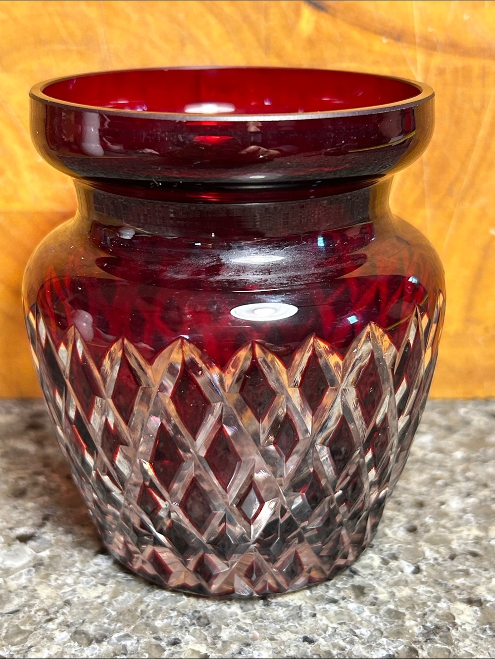 Handmade cut glass vase